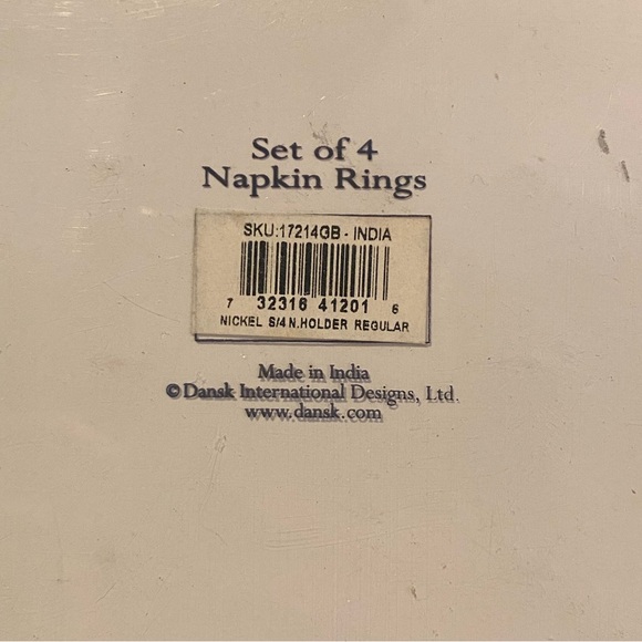 NIB Dansk Silver Tone Nickel Snowflake Napkin Rings Set Of 4 - Picture 4 of 4